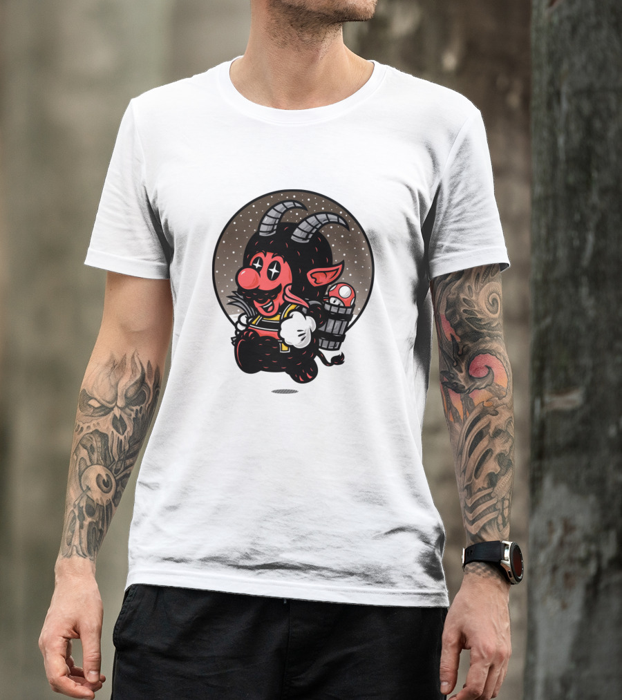 Krampus Jumps Super Mario Parody Mashup T-Shirt