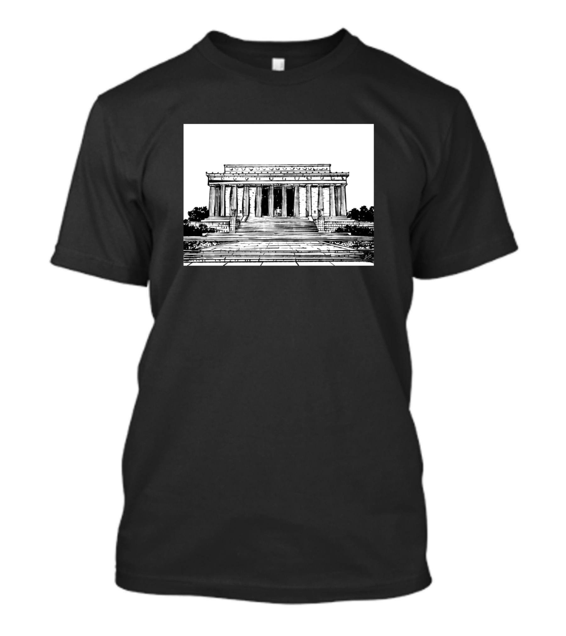 Lincoln Memorial Ink Painting Black And White Architecture T-Shirt