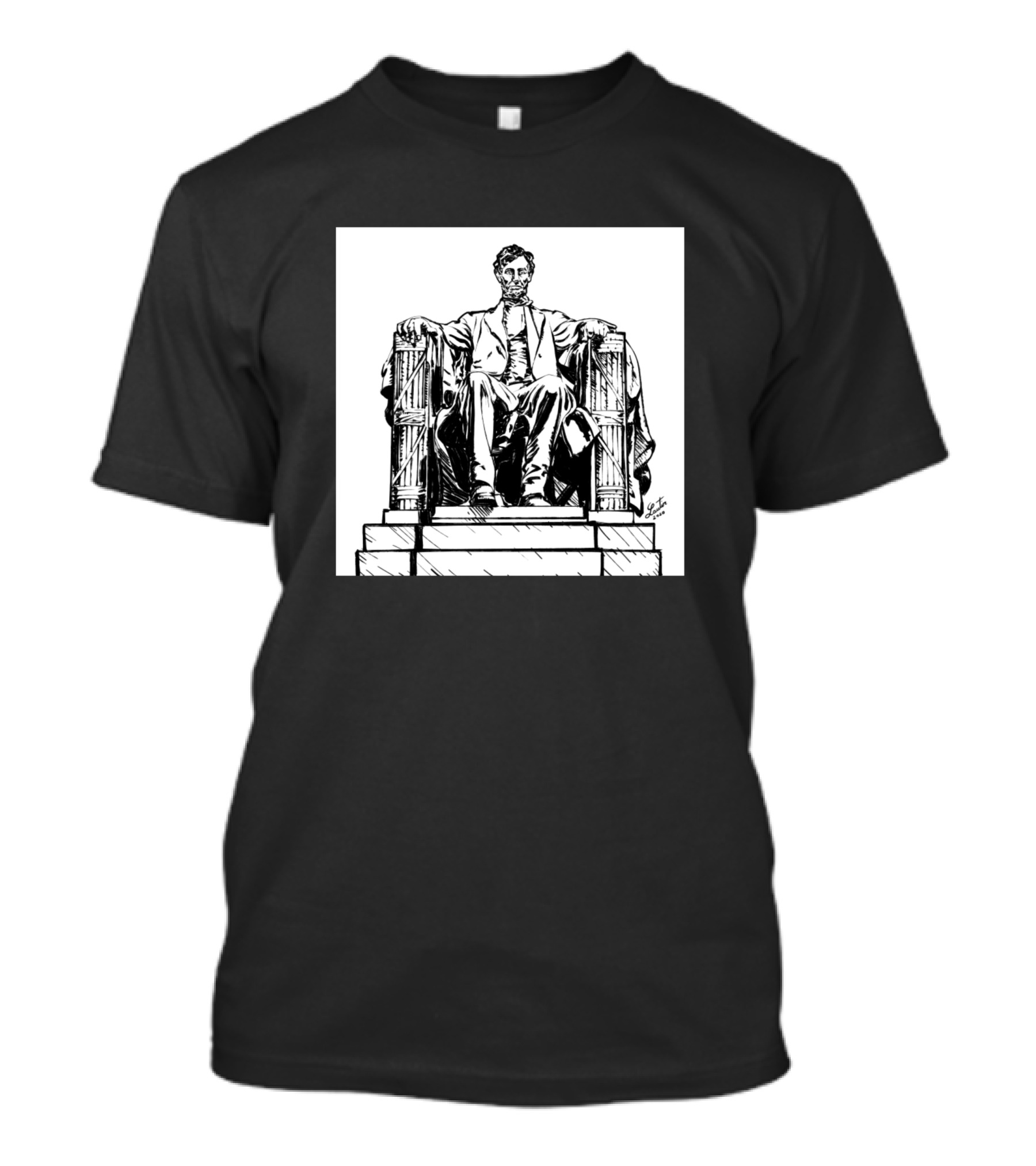 Lincoln Memorial Ink Painting Lincoln Statue Sketch T-Shirt