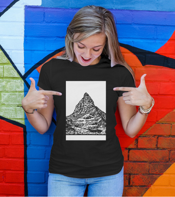 Matterhorn Black And White Ink Drawing T-Shirt