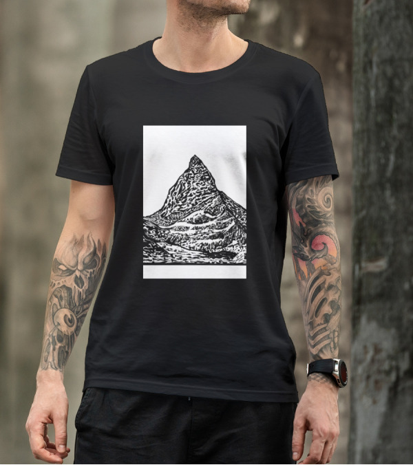 Matterhorn Black And White Ink Drawing T-Shirt
