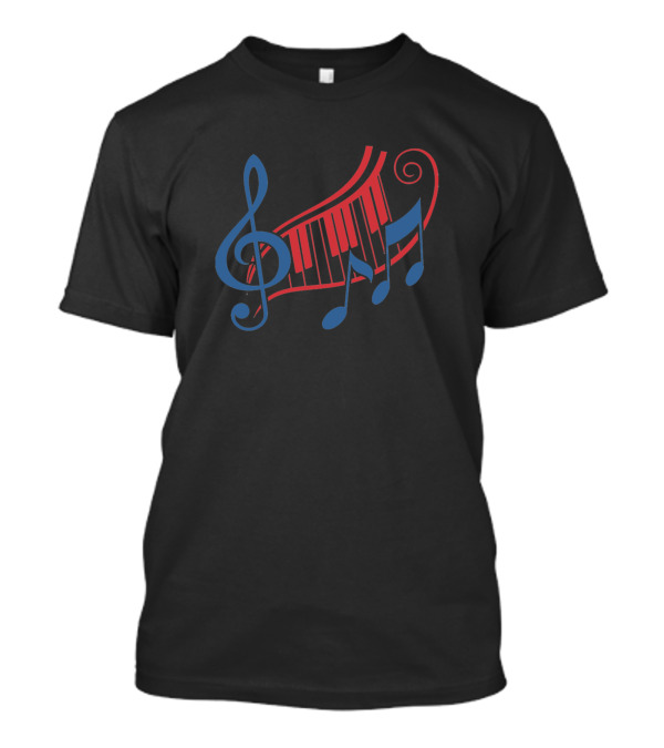Melody Colorful Music Notes And Piano Keyboard T-Shirt