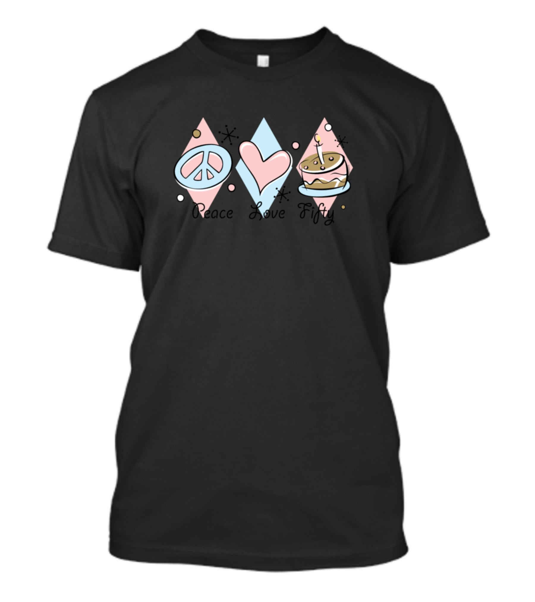 Peace Love Fifty Birthday Cake T-Shirt