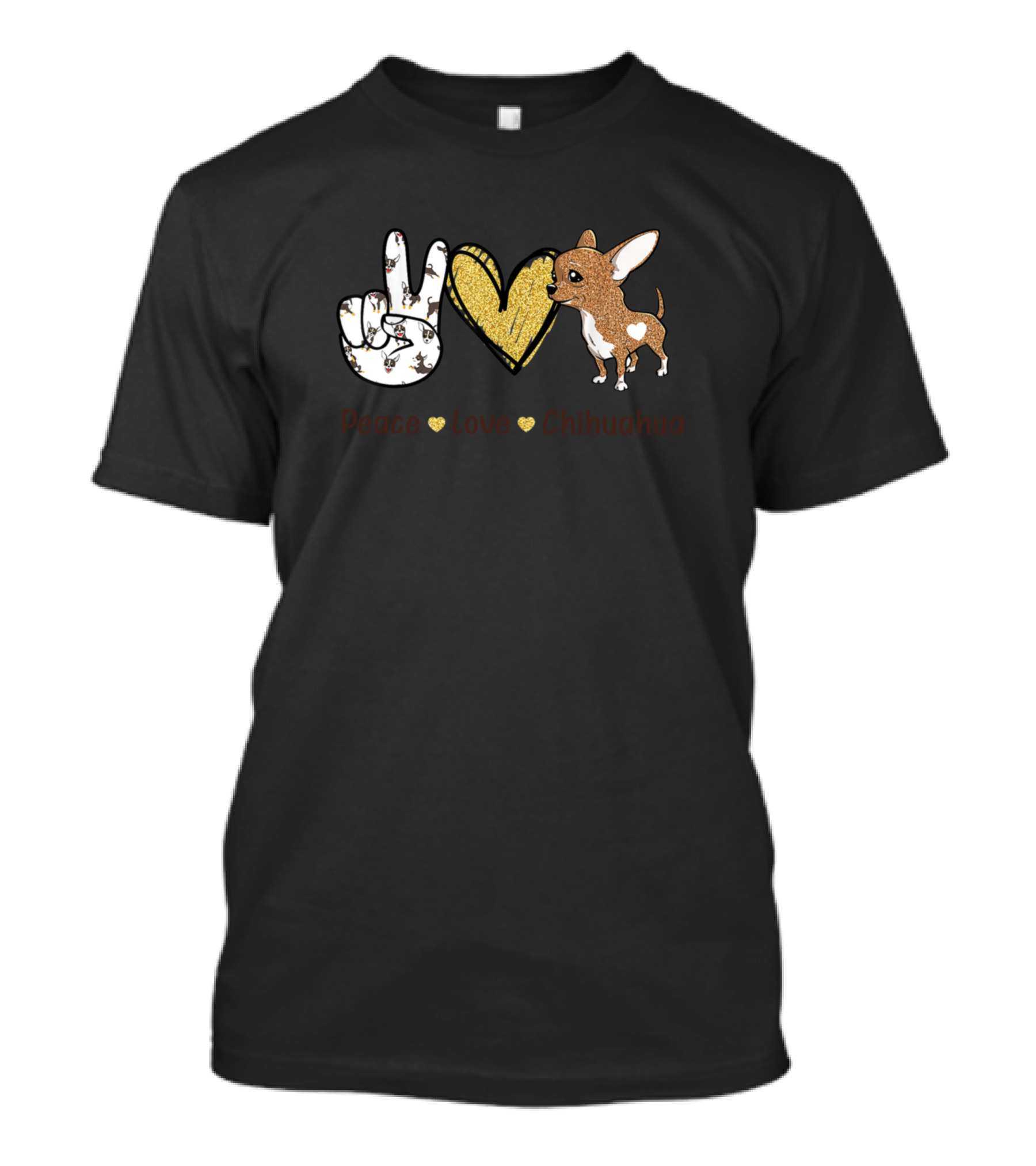 Peace Love Chihuahua Hand Heart Puppy T-Shirt