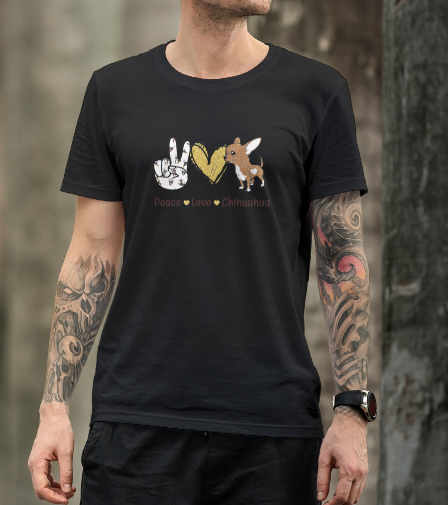 Peace Love Chihuahua Hand Heart Puppy T-Shirt