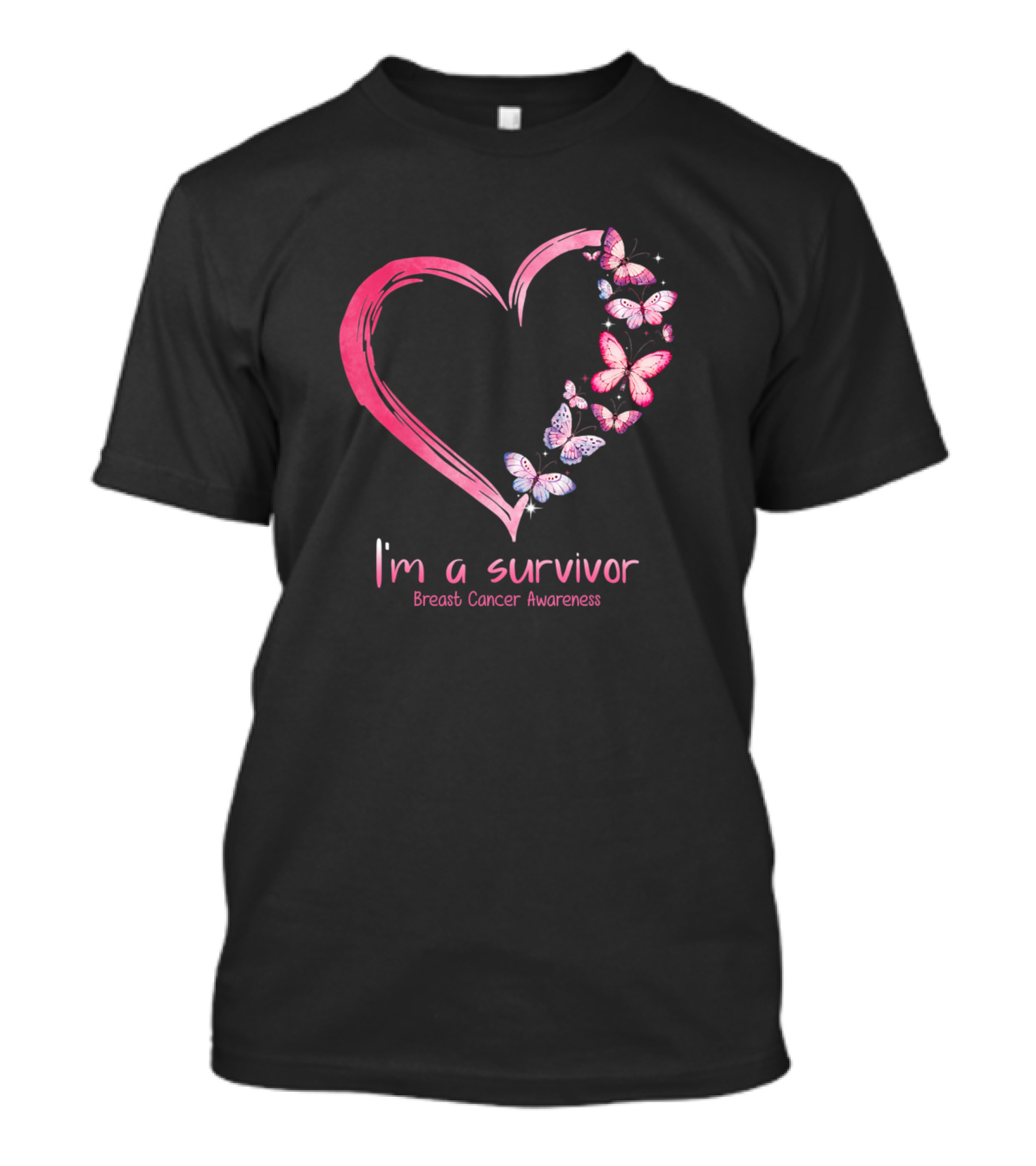 I'm A Survivor Pink Butterfly Heart Breast Cancer Awareness T-Shirt