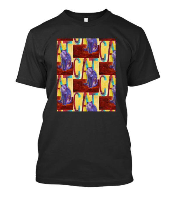 Purple Cat On Vibrant Red And Yellow CAT T-Shirt