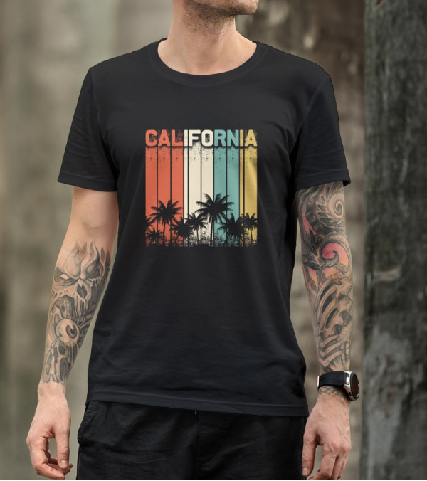Vintage California Palm Trees Retro Beach Cali Surf 80s T-Shirt