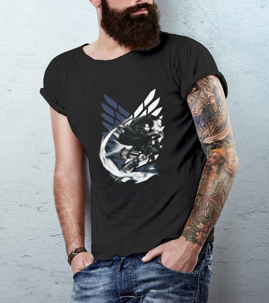 Shingeki No Kyojin Levi Ackerman Survey Corps Wings Of Freedom T-Shirt