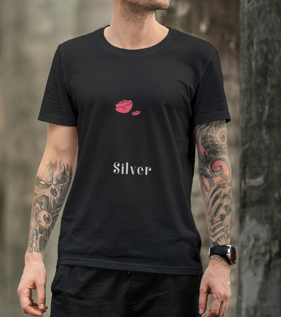 Silver Hair Because Blonde Is Overrated With Woman Holding Red Flower T-Shirt