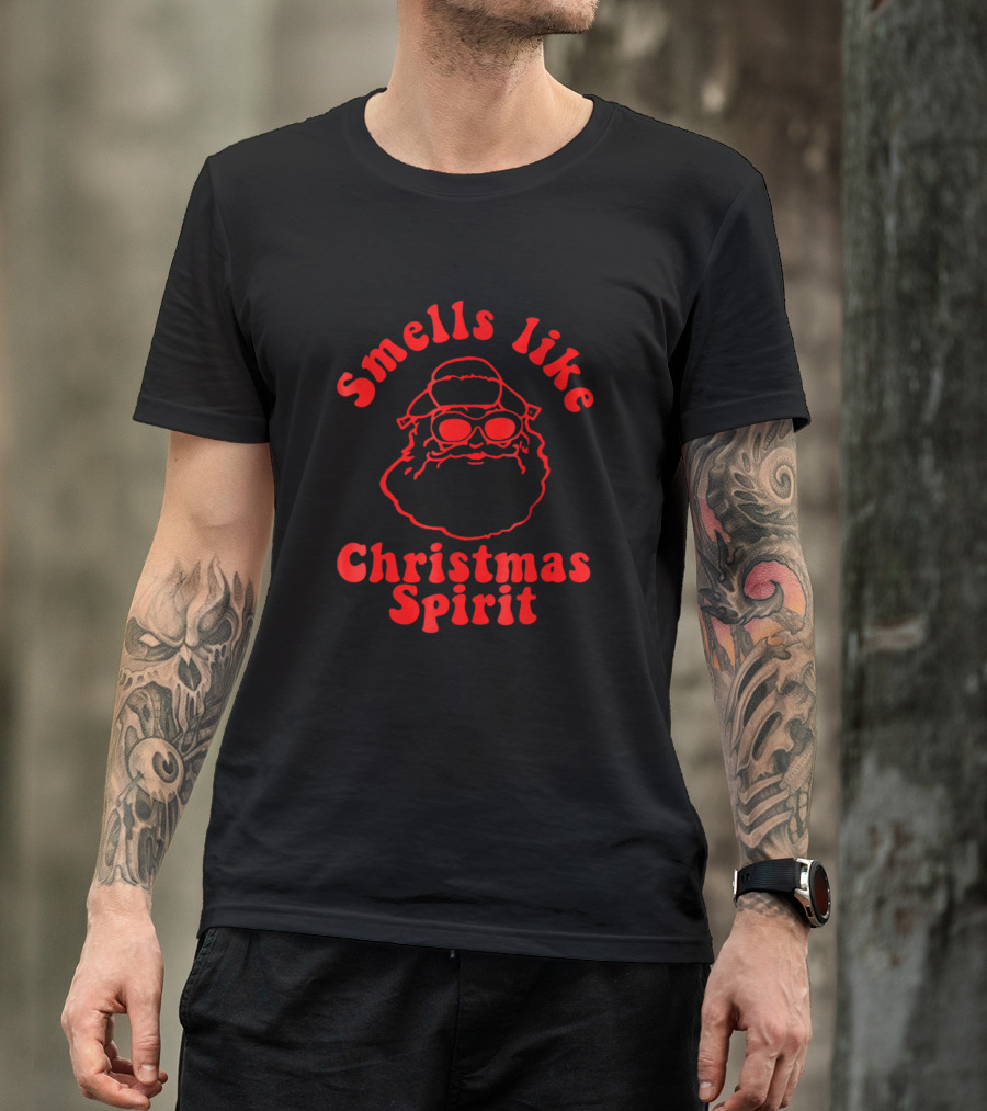 Smells Like Christmas Spirit Santa Claus Holiday Cheer T-Shirt