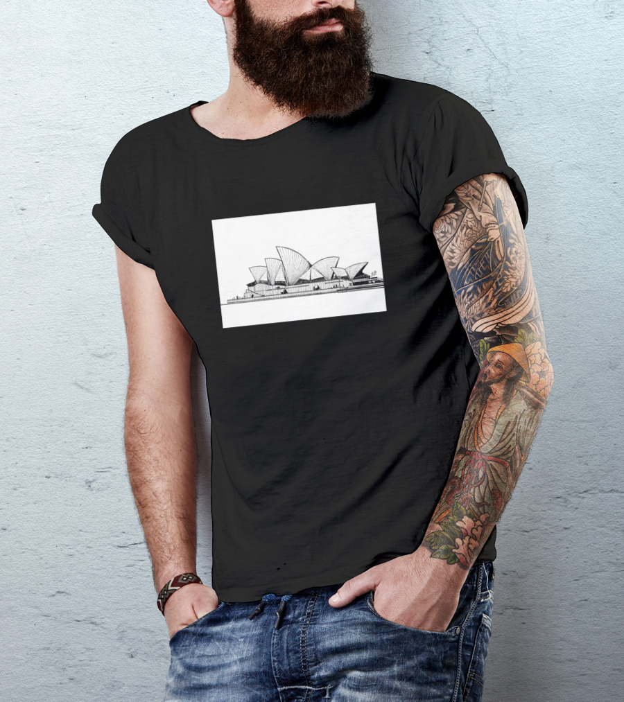 Sydney Opera House Architectural Ink Sketch T-Shirt