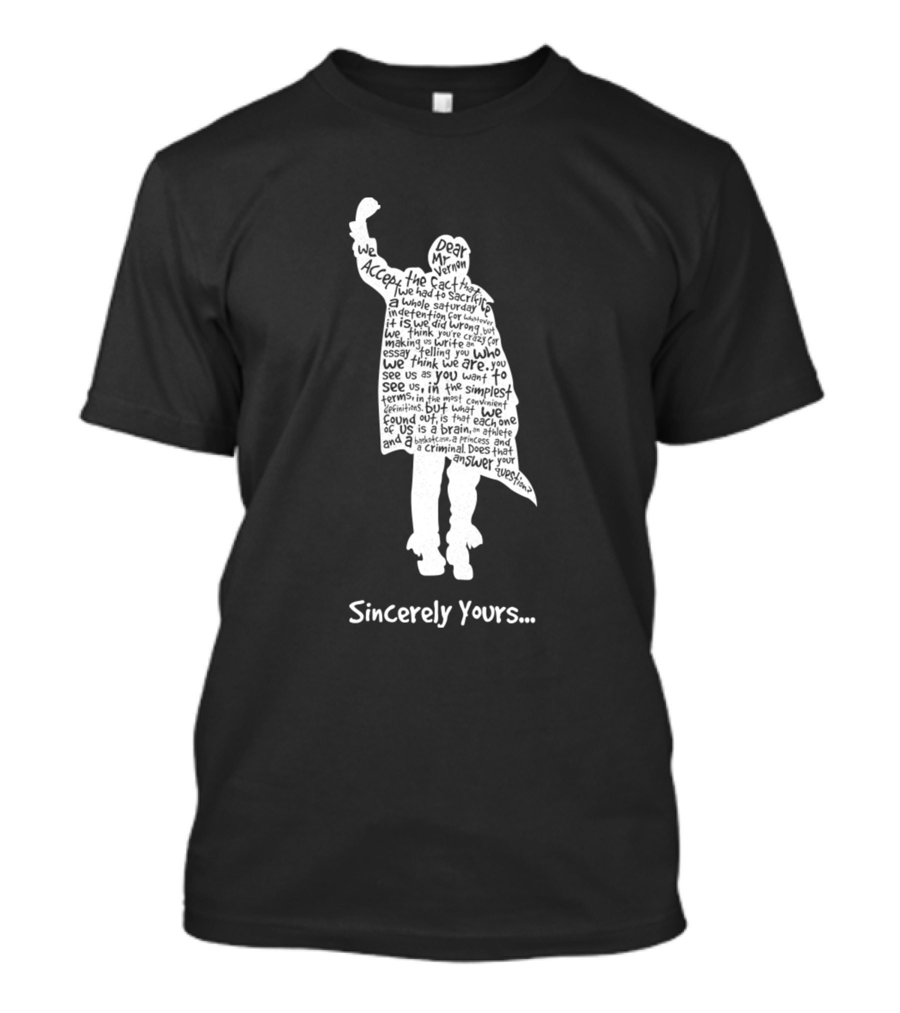 The Breakfast Club Sincerely Yours Silhouette Text Iconic Pose T-Shirt