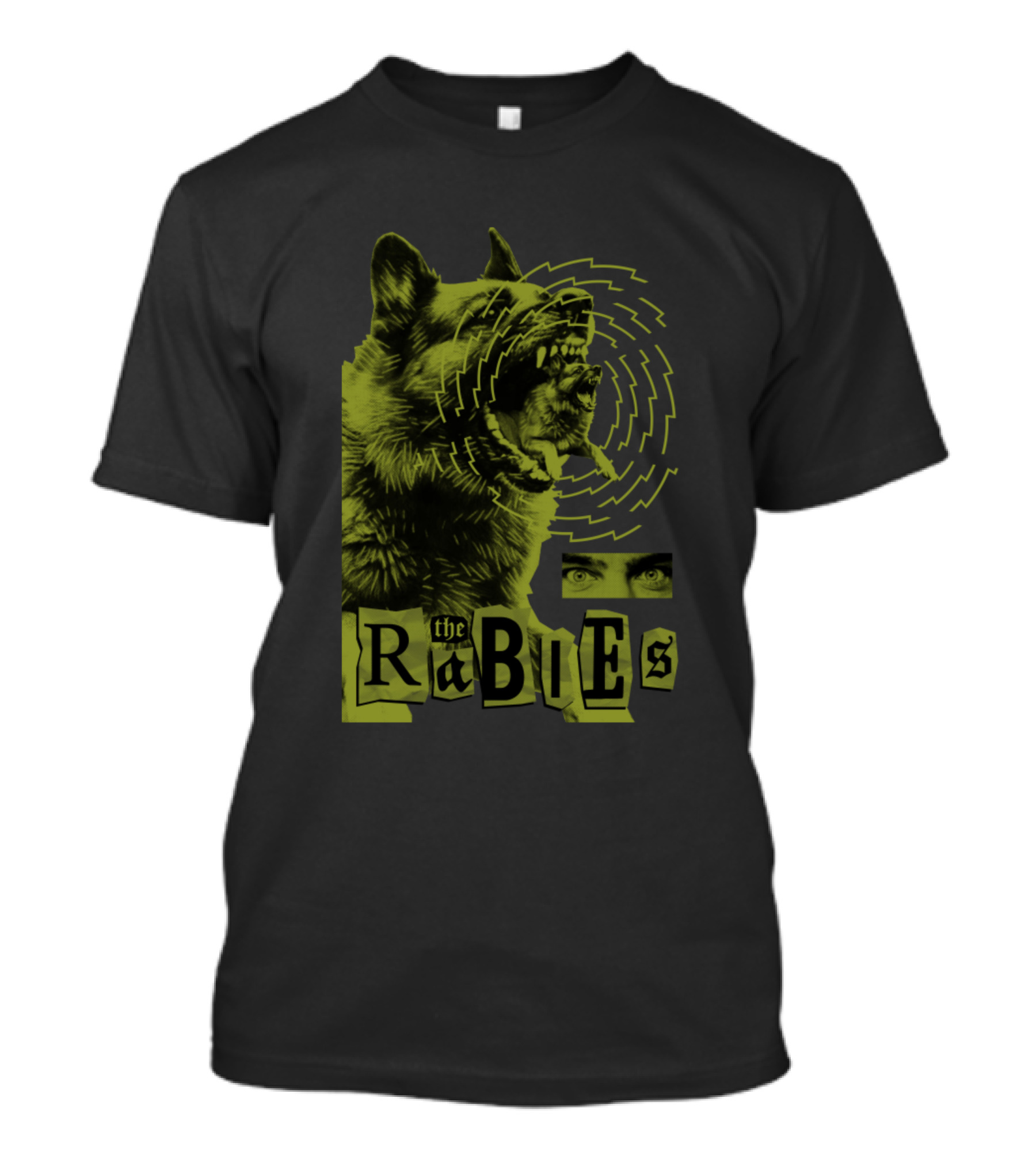 The Rabies Intense Growling Dog With Mesmerizing Eyes And Concentric Sound Waves T-Shirt