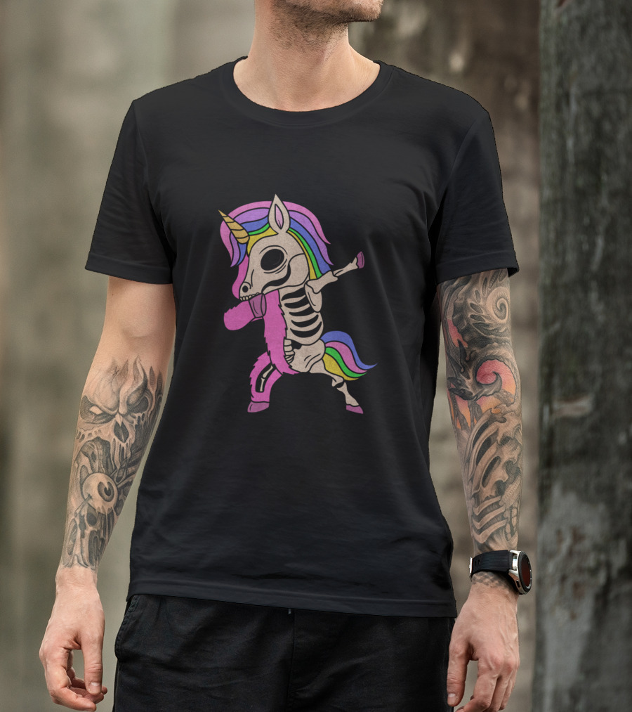 Unicorn Dabbing Rainbow Skeleton Zombie T-Shirt