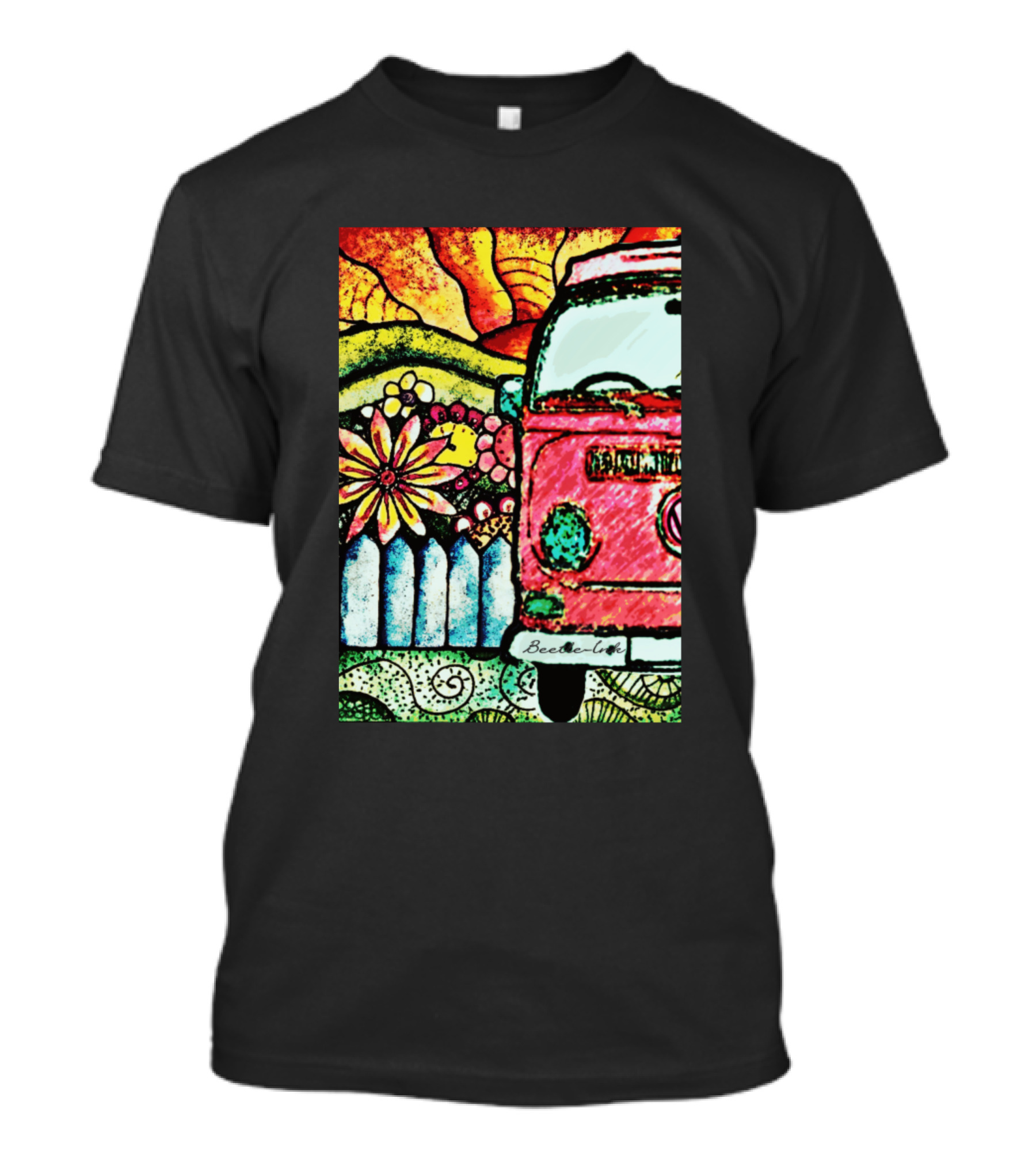 Beetle Bus Zen Garden Retro Floral Magic T-Shirt