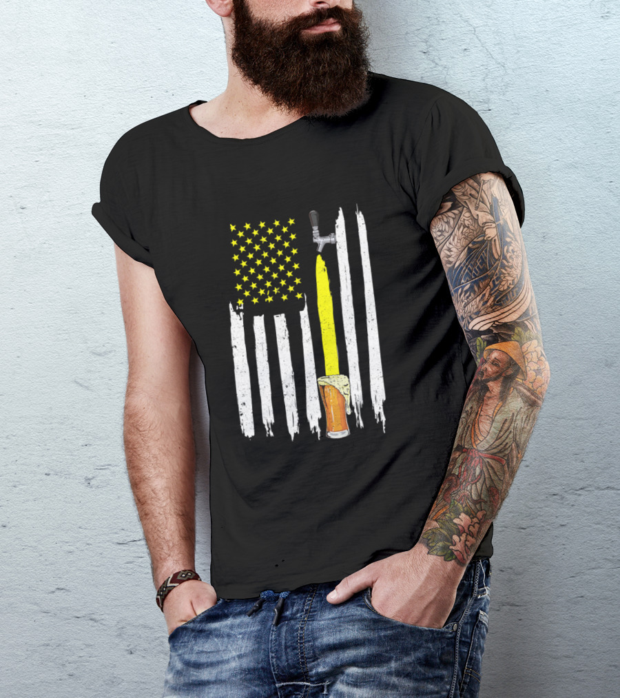 American Flag Beer Tap USA T-Shirt