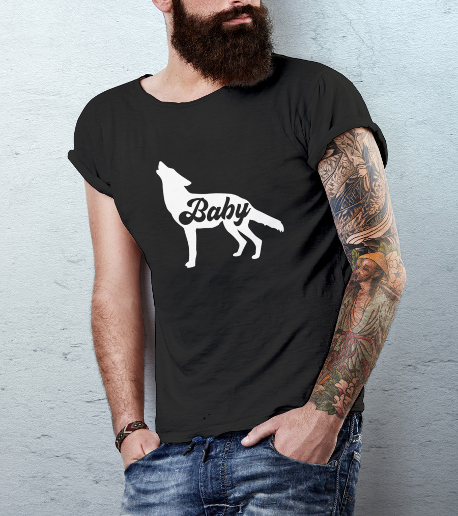 Baby Wolf Silhouette Howling R Family Love T-Shirt