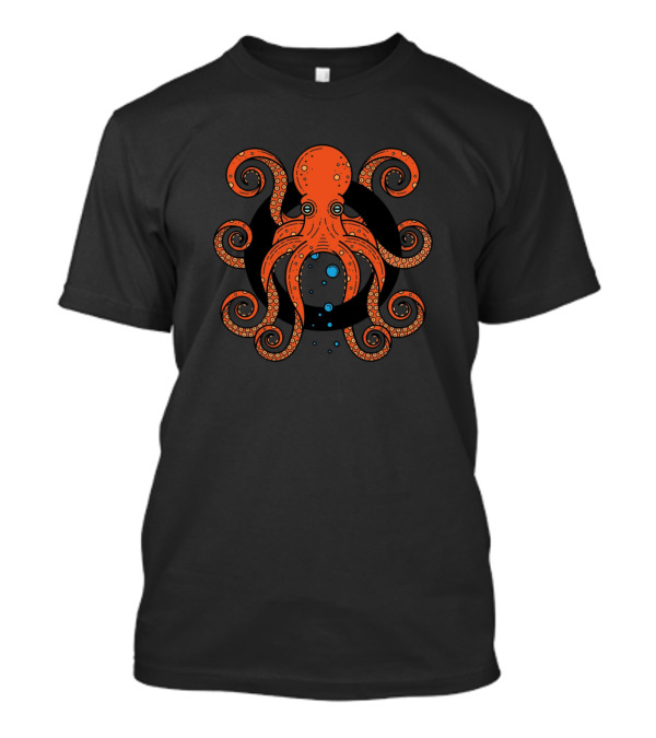 Giant Red Octopus With Floating Bubbles T-Shirt