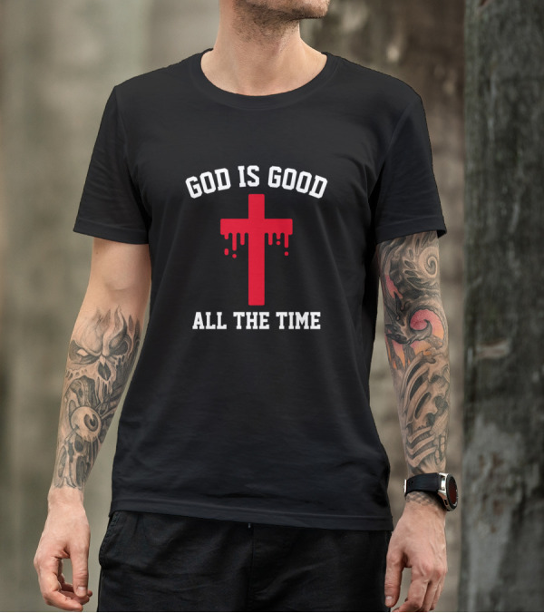 God Is Good All The Time Red Cross Icon With Christian T-Shirt