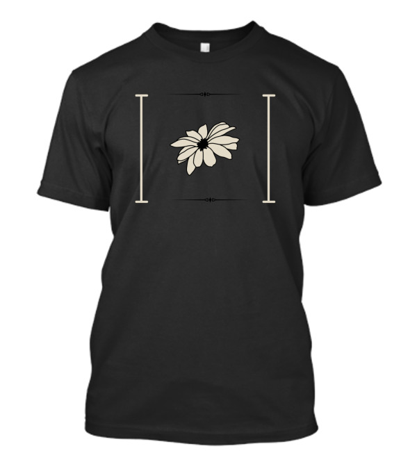 Gray Flower Centered Minimalist Aesthetic T-Shirt