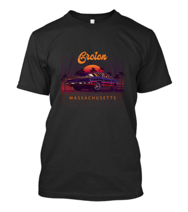 Groton Massachusetts Vintage Sunset Muscle Car T-Shirt