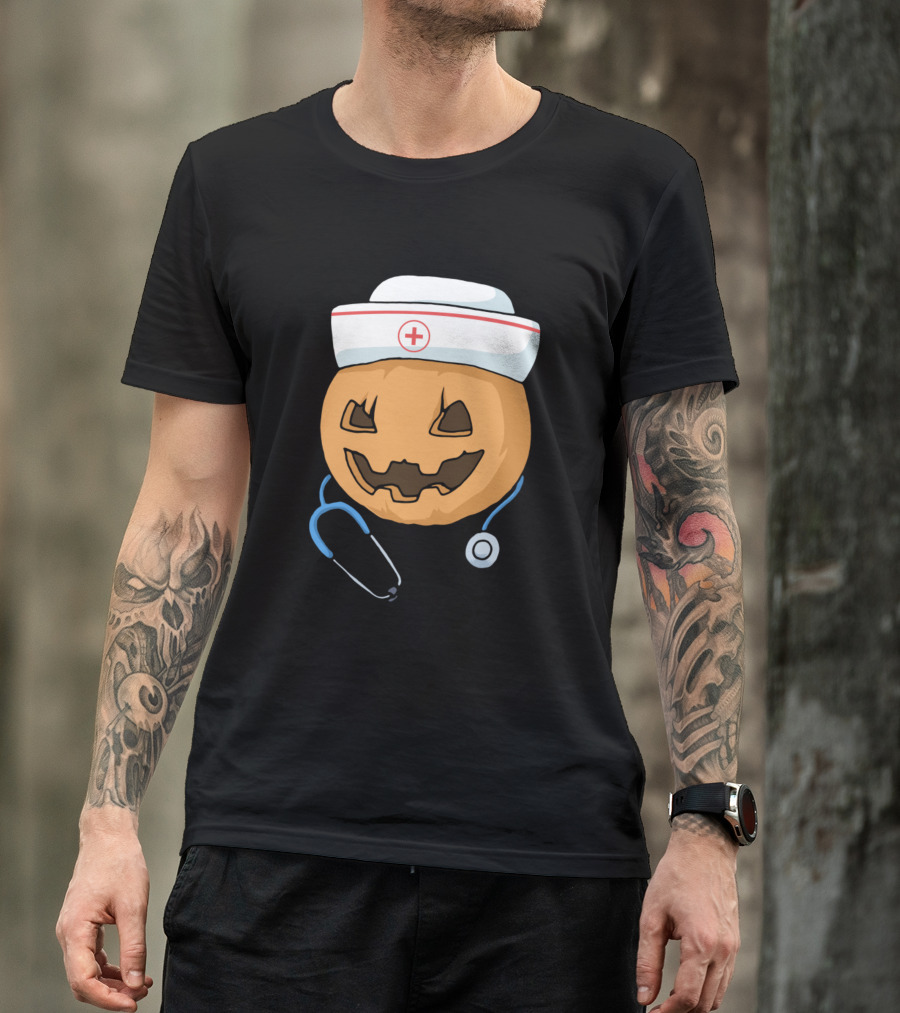 Halloween Pumpkin Nurse Stethoscope RN Graduate Squad T-Shirt