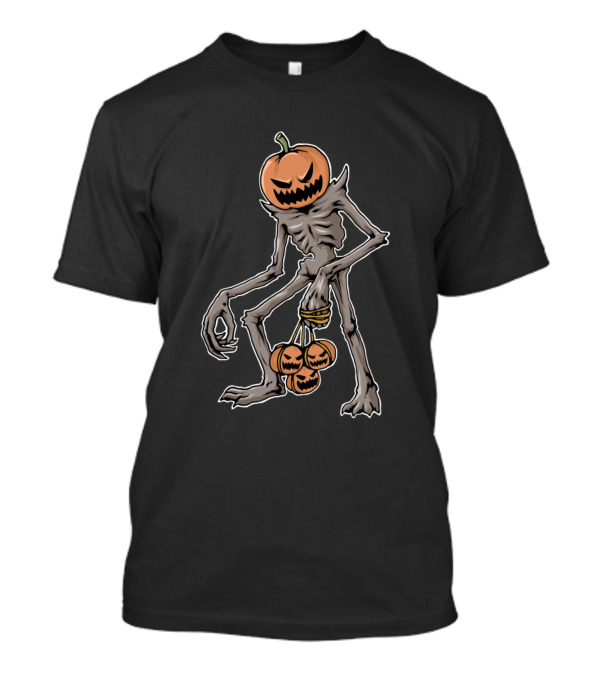 Halloween Scary Pumpkin Monster Jack O Lantern Creature Holding Pumpkins T-Shirt