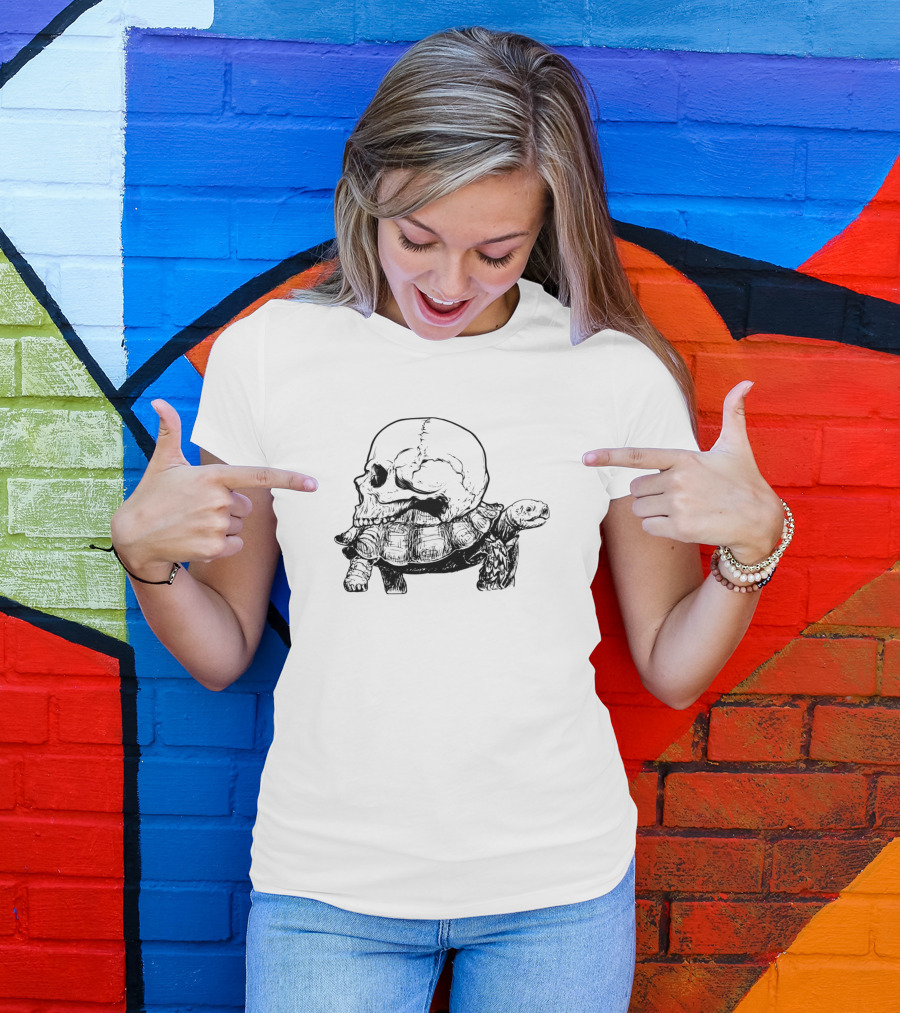 Hand Drawn Turtle With Skull T-Shirt