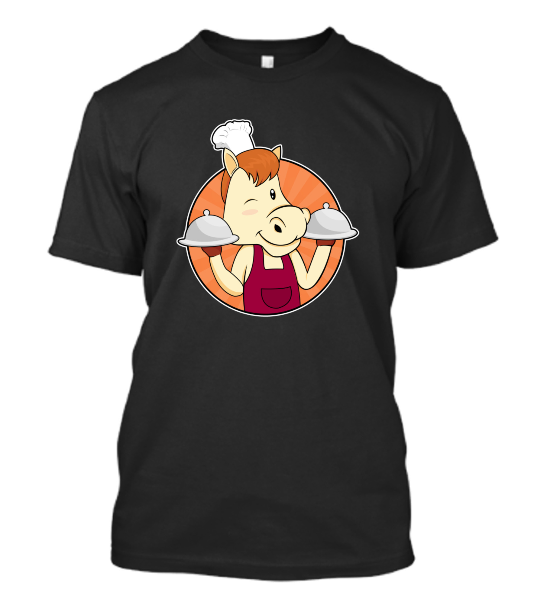 Smiling Chef Horse Holding Serving Platters T-Shirt