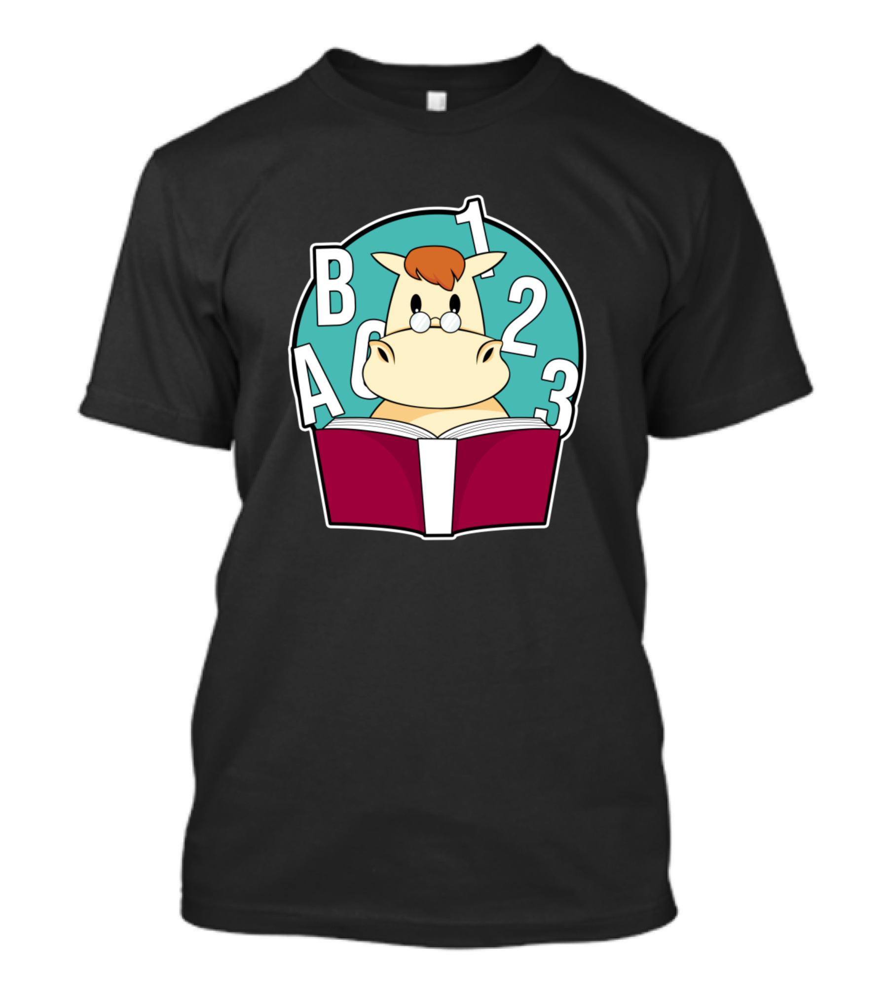 ABC 123 Horse Nerd With Glasses And Book T-Shirt
