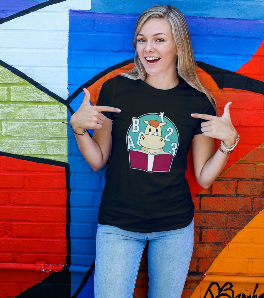 ABC 123 Horse Nerd With Glasses And Book T-Shirt