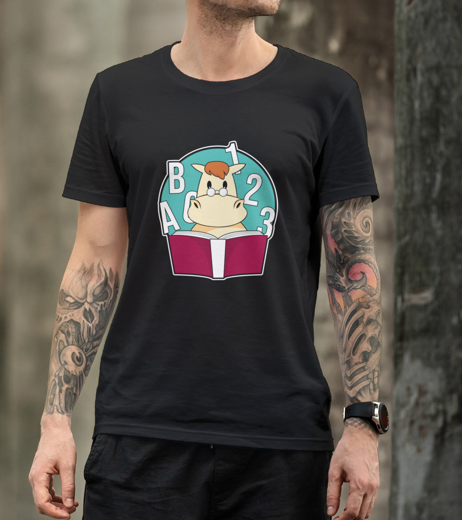 ABC 123 Horse Nerd With Glasses And Book T-Shirt