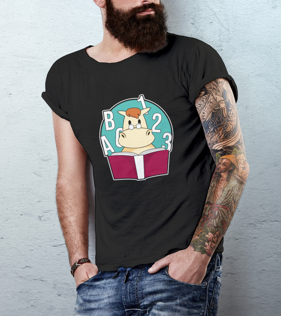ABC 123 Horse Nerd With Glasses And Book T-Shirt