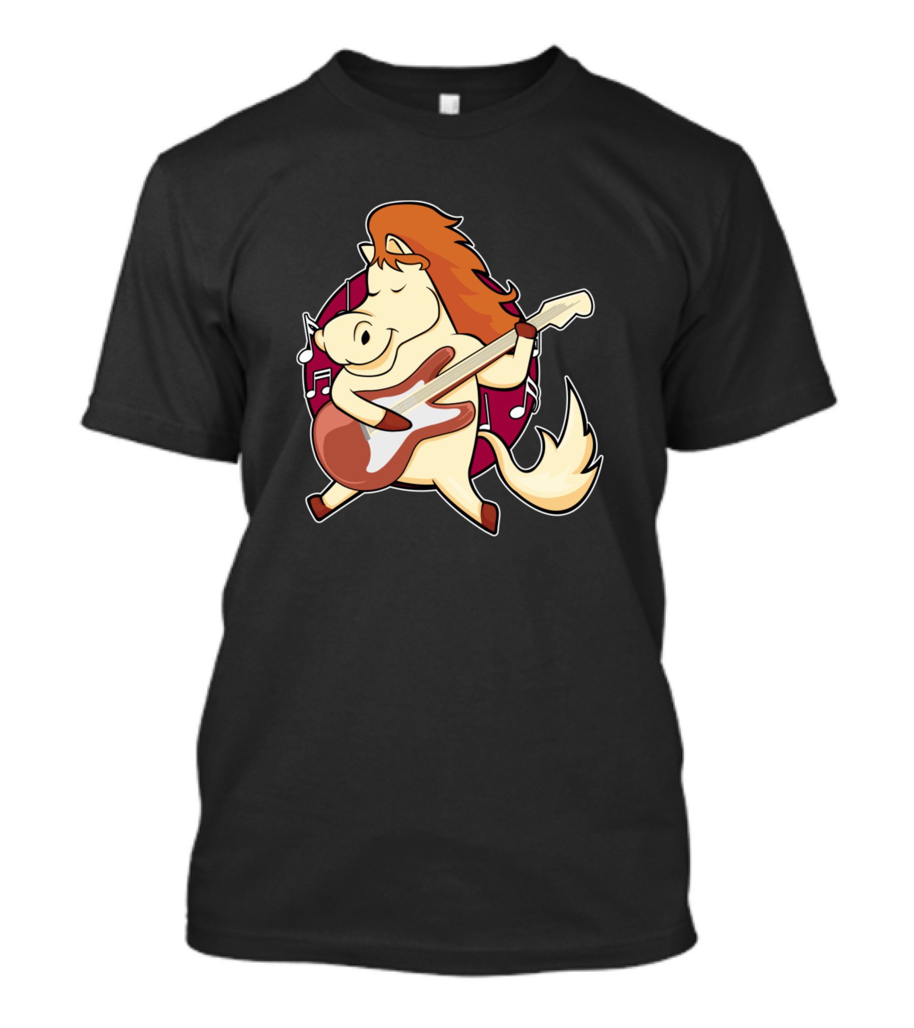 Horse Playing Guitar With Musical Notes T-Shirt
