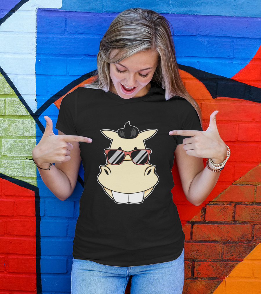 Horse With Sunglasses Cool Cartoon Face T-Shirt
