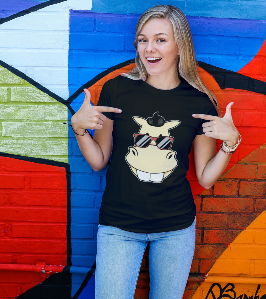 Horse With Sunglasses Cool Cartoon Face T-Shirt