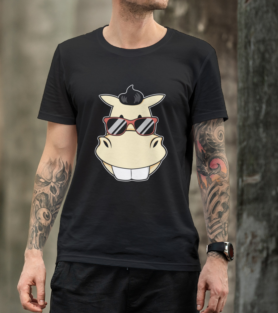 Horse With Sunglasses Cool Cartoon Face T-Shirt