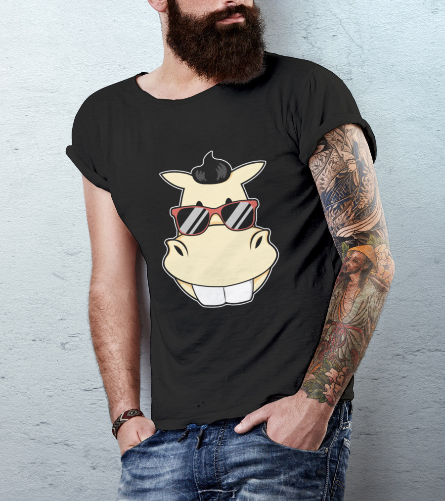 Horse With Sunglasses Cool Cartoon Face T-Shirt