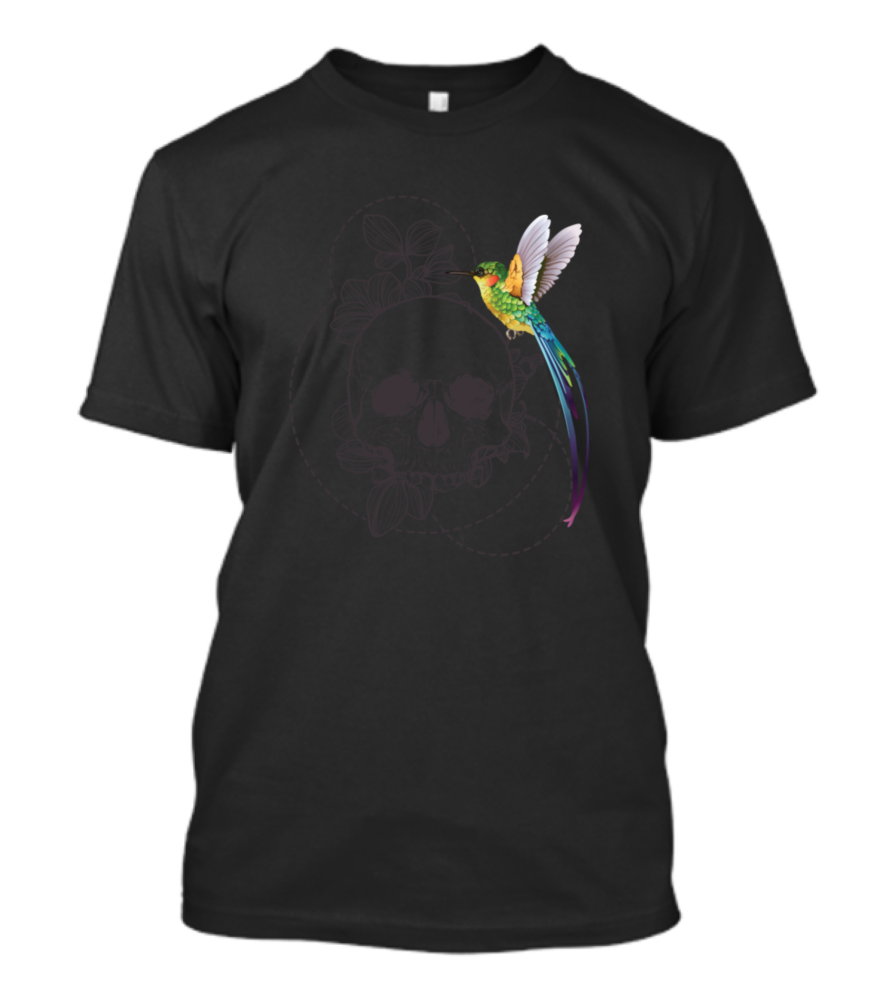 Hummingbird Skull Floral Fusion T-Shirt