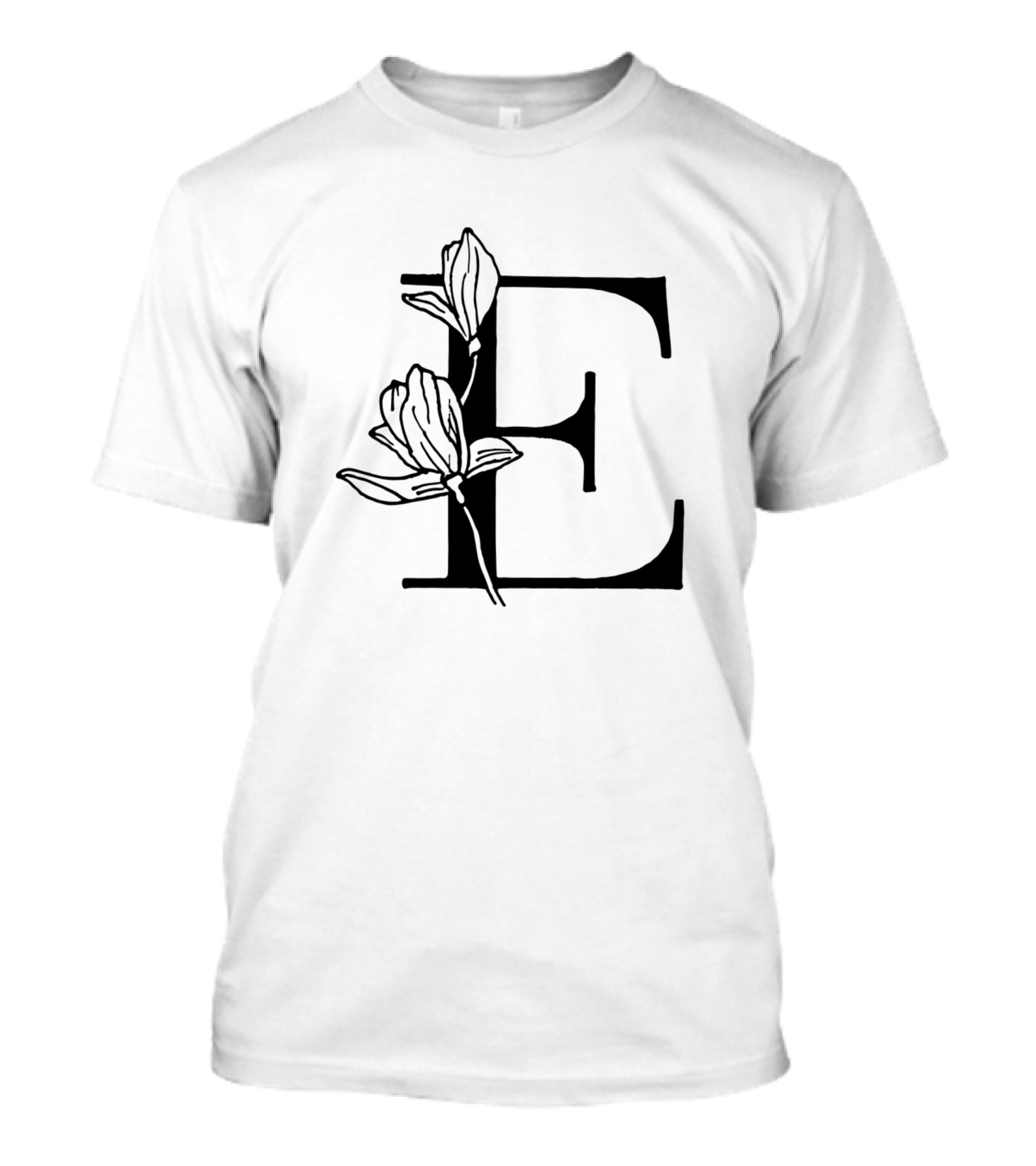 E Monogram With Floral Rose Elements T-Shirt