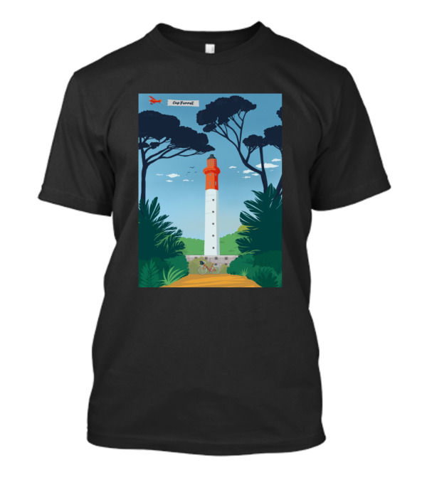 Cap Ferret Lighthouse With Pine Trees And Cycling Path T-Shirt