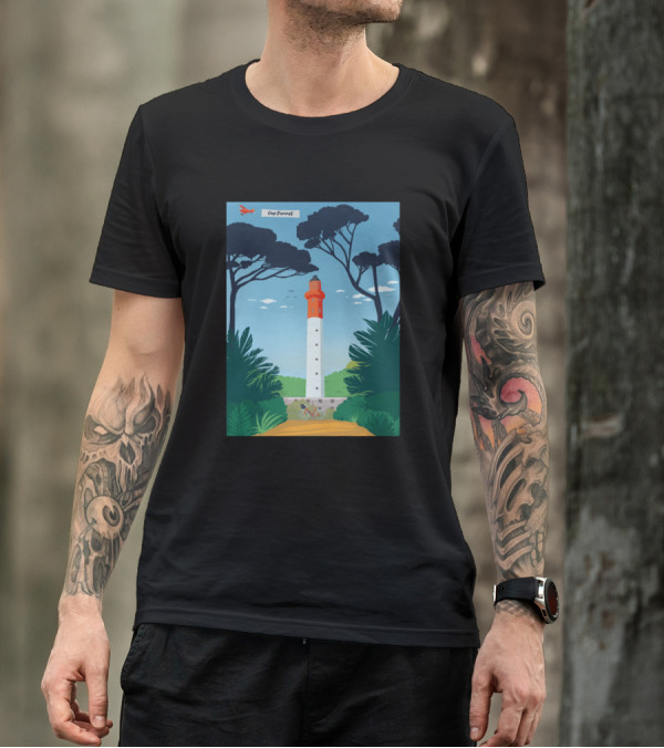 Cap Ferret Lighthouse With Pine Trees And Cycling Path T-Shirt