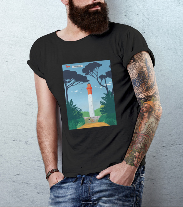 Cap Ferret Lighthouse With Pine Trees And Cycling Path T-Shirt