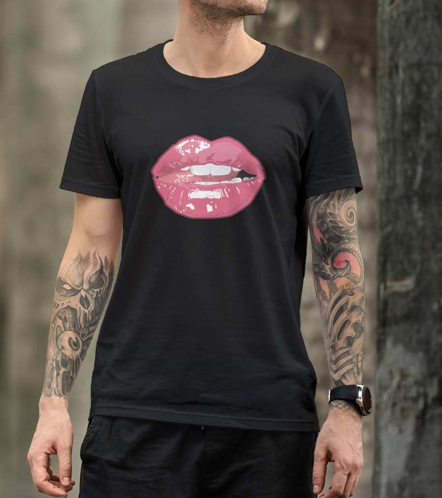 Lips Hipster Party Kissing Mouth Retro Pop T-Shirt
