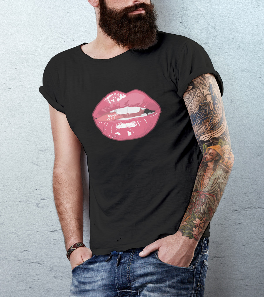 Lips Hipster Party Kissing Mouth Retro Pop T-Shirt