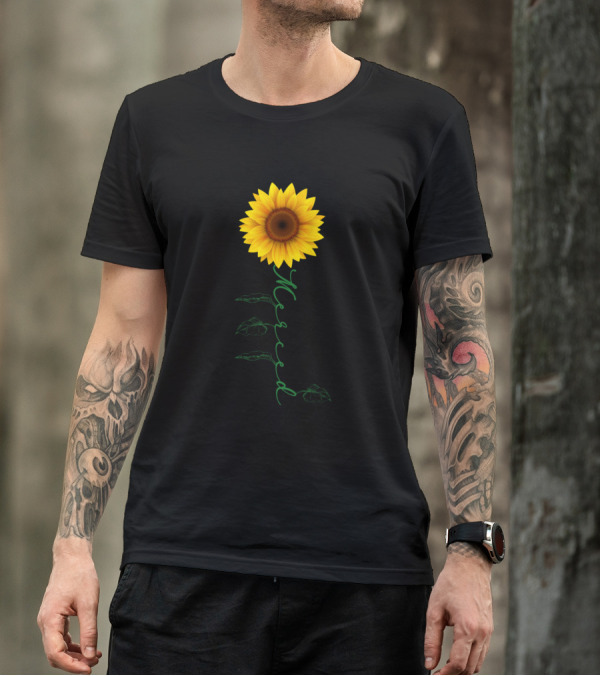 Merced Sunflower Bloom With Stem Leaves T-Shirt