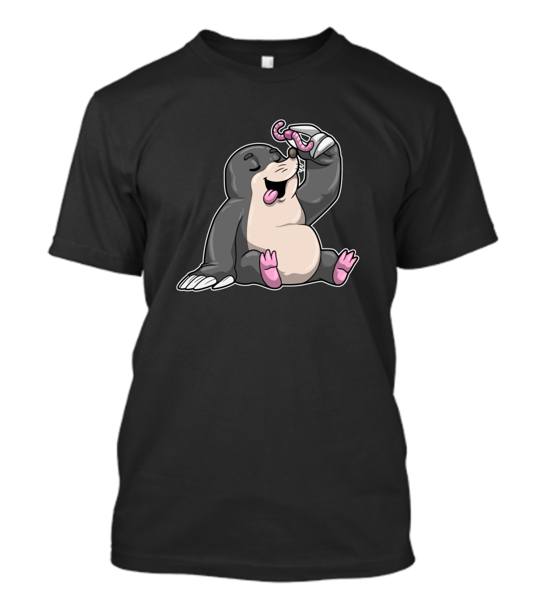 Mole Enjoying Earthworm Delightfully In Joyful Pose T-Shirt