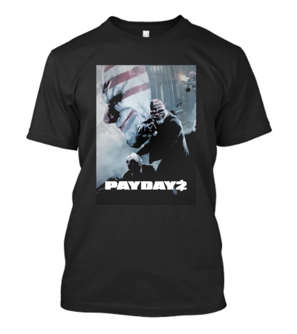 PAYDAY 2 Game Poster With American Flag Masked Robbers T-Shirt