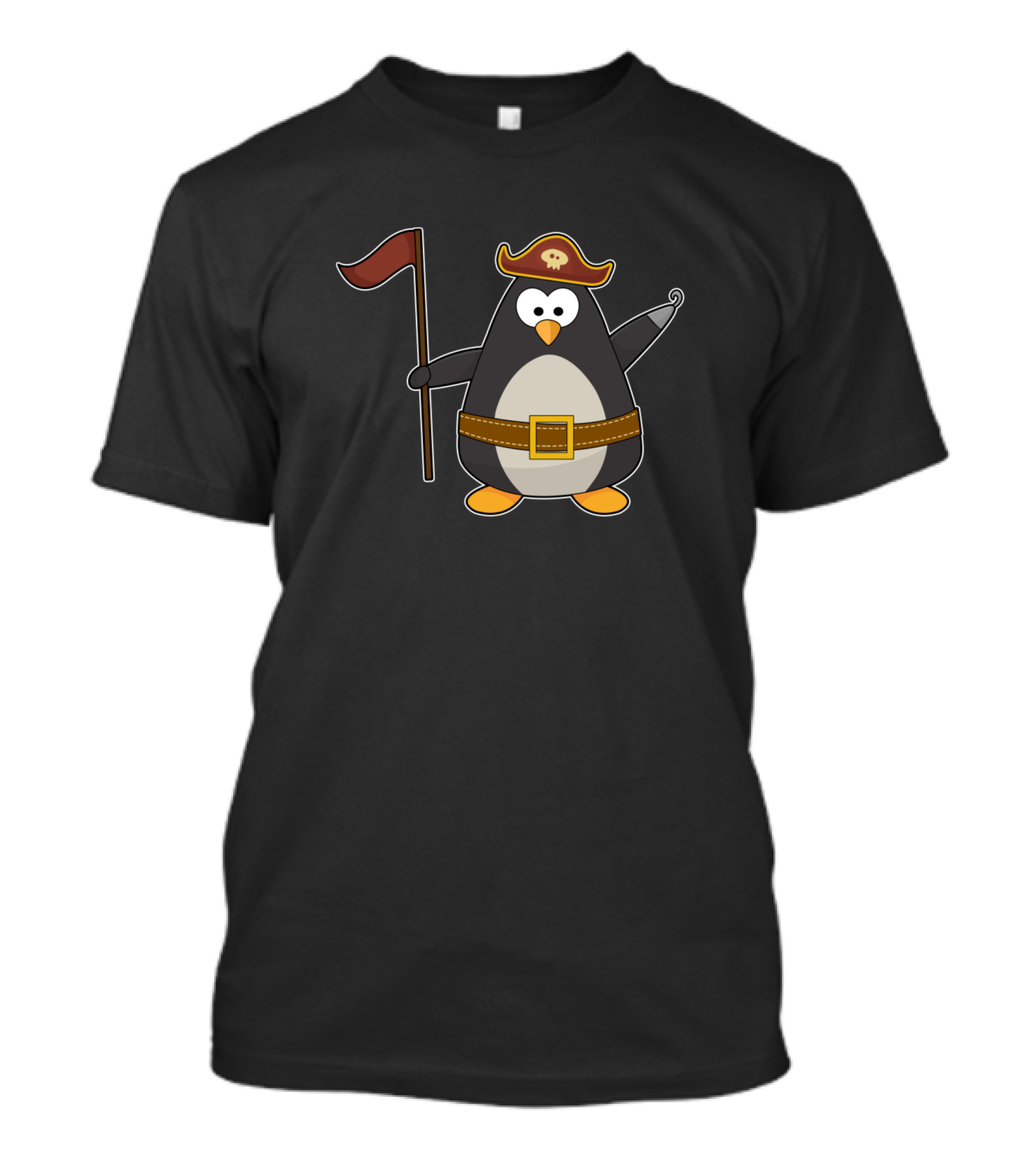 Pirate Penguin With Skull Hat And Hook Hand T-Shirt